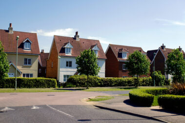 Bury St Edmunds, UK - May 15 2018: Modern homes in the Moreton Hall development on a sunny day
