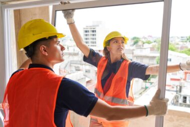 Young construction workers