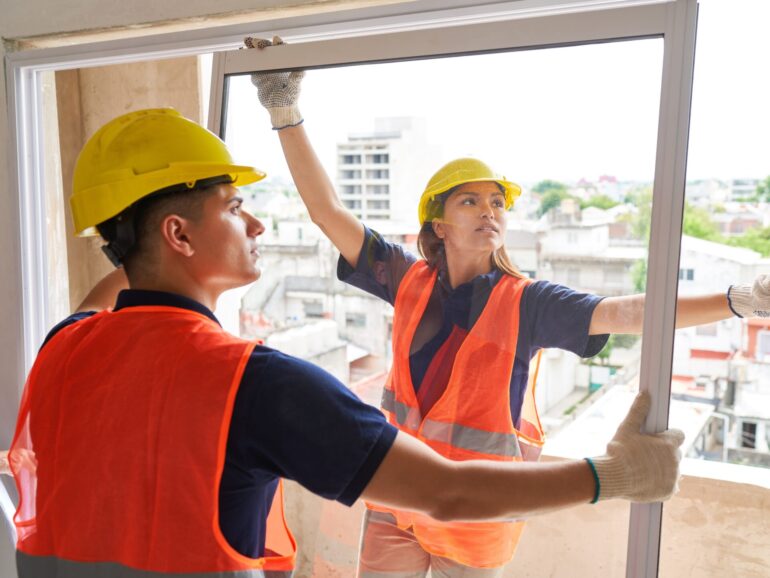 Young construction workers