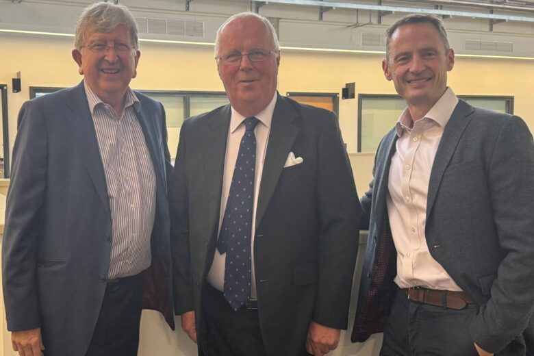 From left dr steve walker art business loans chief executive outgoing chair nick venning and his successor graham nicholl
